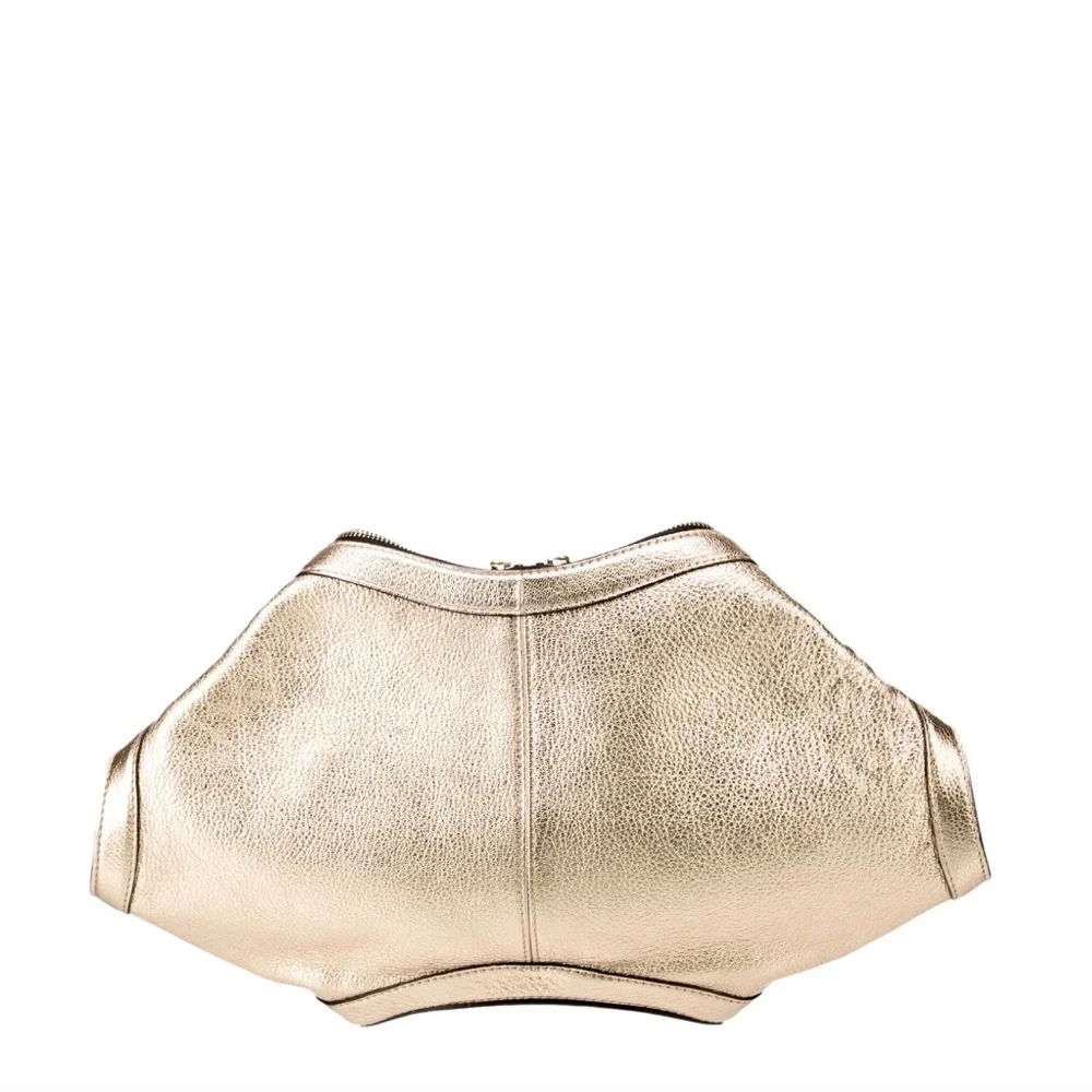 Alexander McQueen Metallic Lambskin Light Gold De Manta Clutch